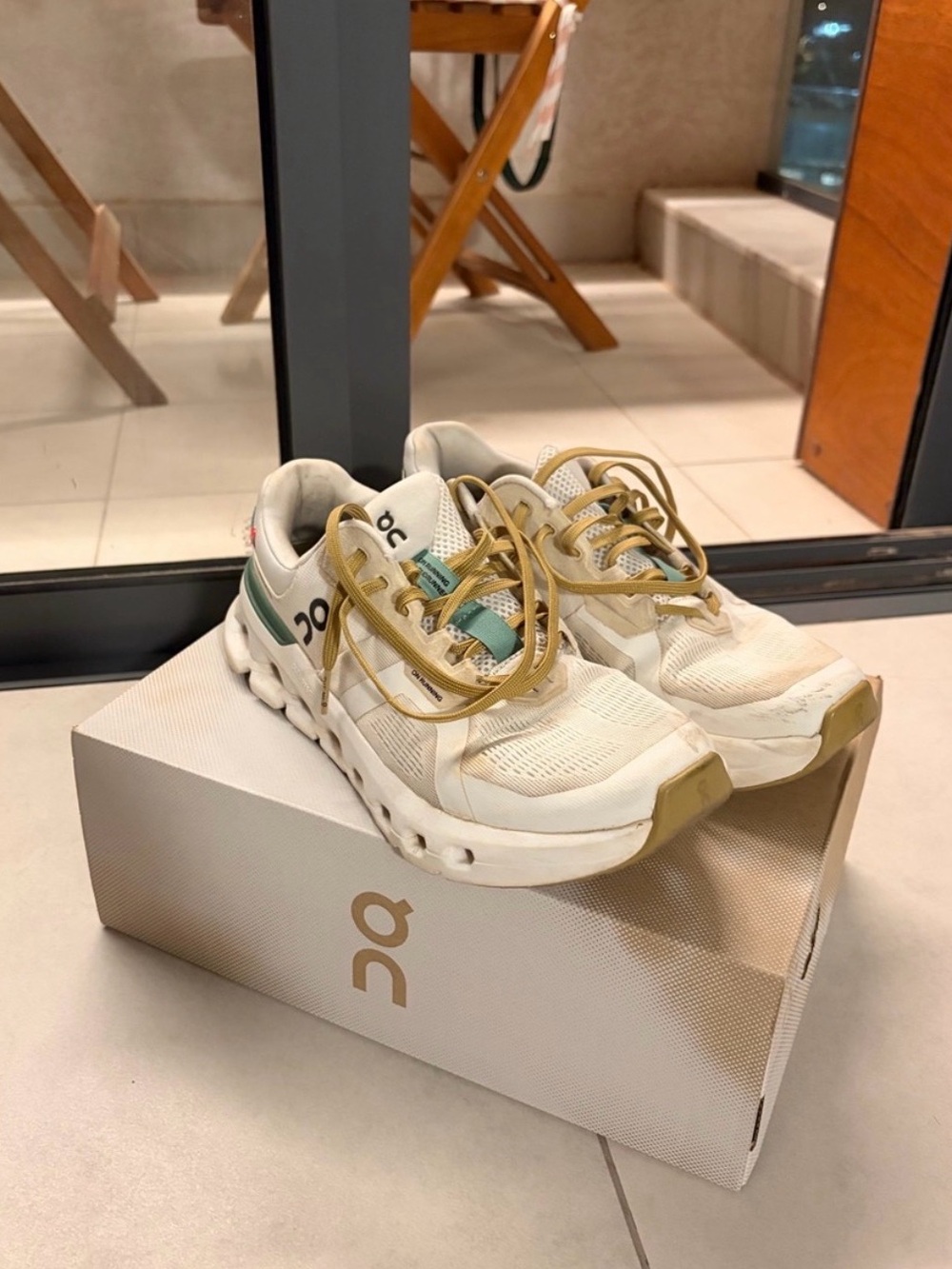 On Running Green - White Shoes